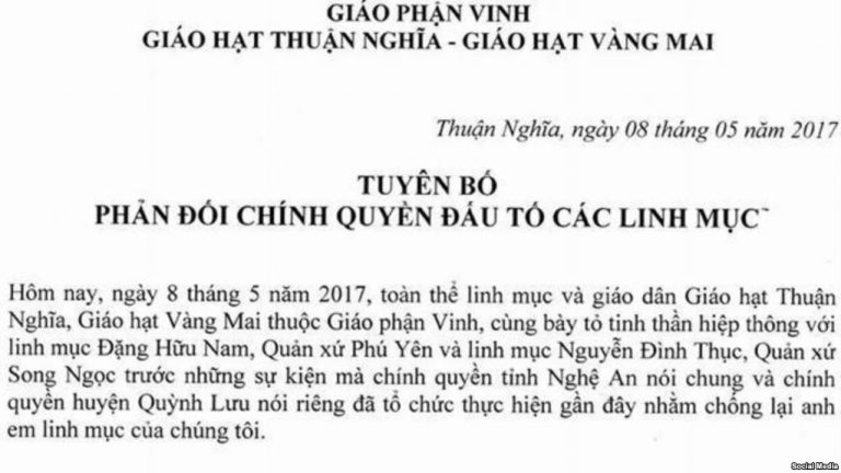 Nghệ An: Giáo dân phản đối cuộc đấu tố nhằm vào linh mục