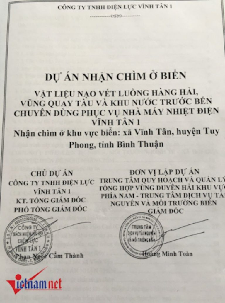 Ai đứng sau công ty tư vấn dự án đổ bùn cát xuống biển Vĩnh Tân?