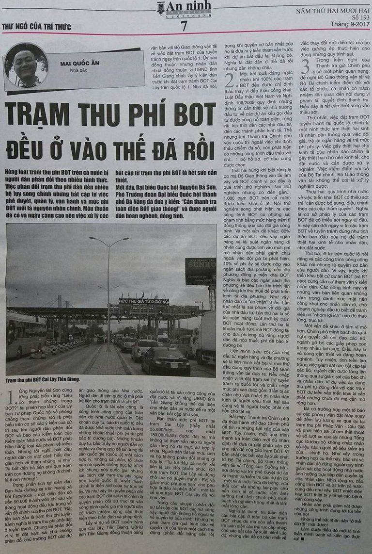 Trạm thu phí BOT: ĐỀU Ở VÀO THẾ ĐÃ RỒI Trạm thu phí BOT: ĐỀU Ở VÀO THẾ ĐÃ RỒI