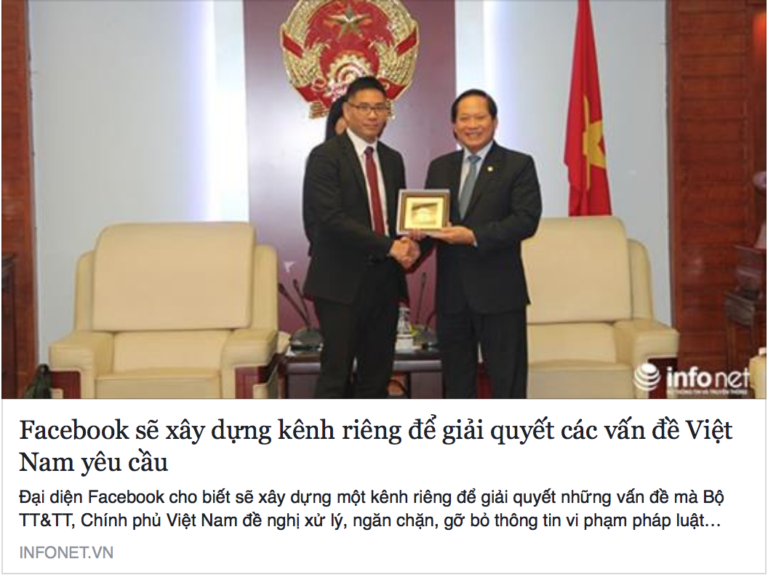 Facebook sẽ xây dựng kênh riêng để giải quyết các vấn đề Việt Nam yêu cầu Facebook sẽ xây dựng kênh riêng để giải quyết các vấn đề Việt Nam yêu cầu