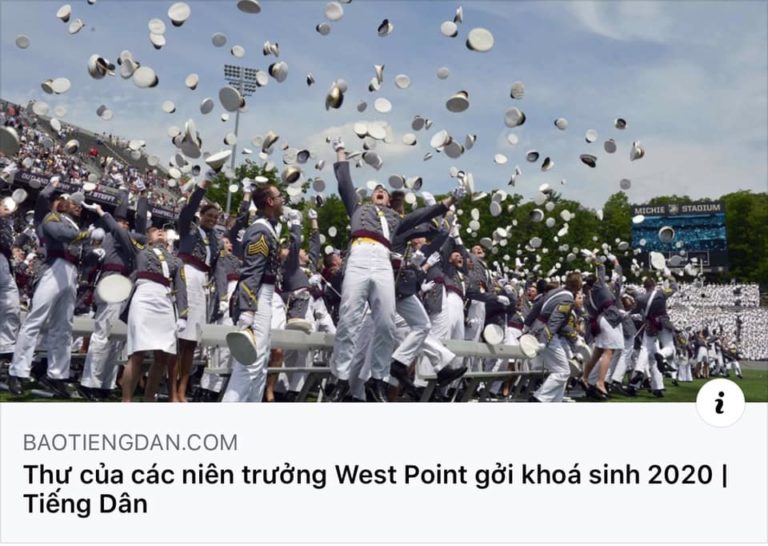 Thư của các niên trưởng West Point gởi khoá sinh 2020 Thư của các niên trưởng West Point gởi khoá sinh 2020