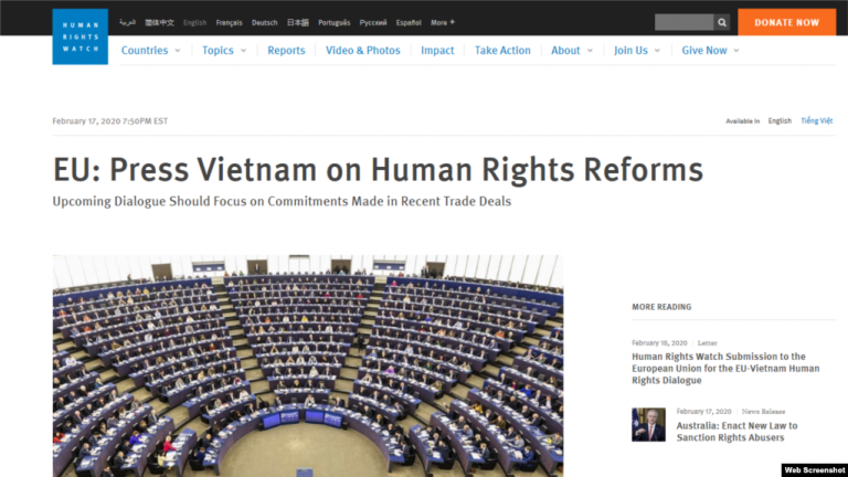 Nhân quyền Việt Nam qua lăng kính Human Rights Watch Nhân quyền Việt Nam qua lăng kính Human Rights Watch