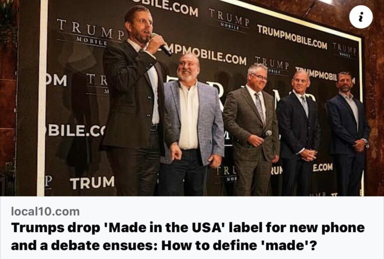 Trump bỏ khẩu hiệu “Made in USA” cho mẫu điện thoại mới, và một cuộc tranh cãi nổ ra: “Thế nào là ‘sản xuất’?”