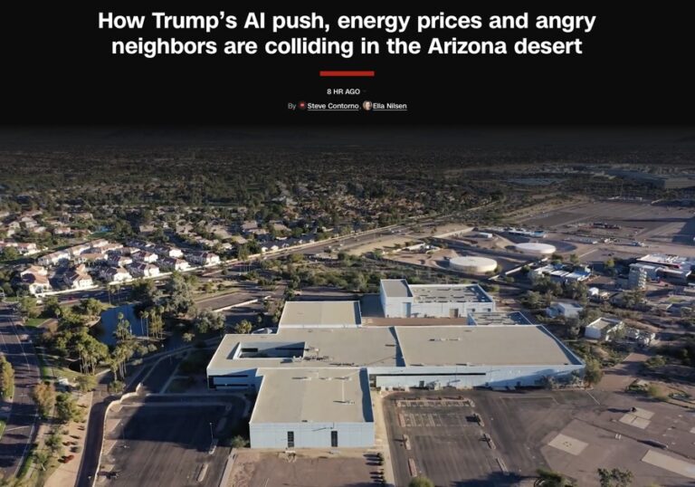 Sự xung đột giữa nỗ lực thúc đẩy trí tuệ nhân tạo của Trump, giá năng lượng cao và những người hàng xóm giận dữ đang diễn ra ở sa mạc Arizona