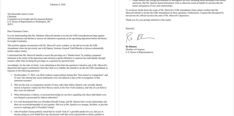 ĐỘC QUYỀN: ĐỌC THƯ CỦA DÂN BIỂU RO KHANNA VỀ LỜI KHAI CỦA GHISLAINE MAXWELL